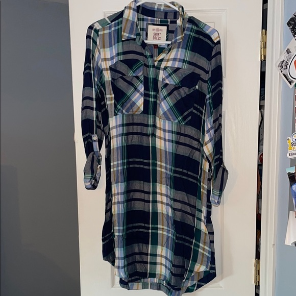 Plaid Shirt Dress- Juniors - Picture 1 of 3